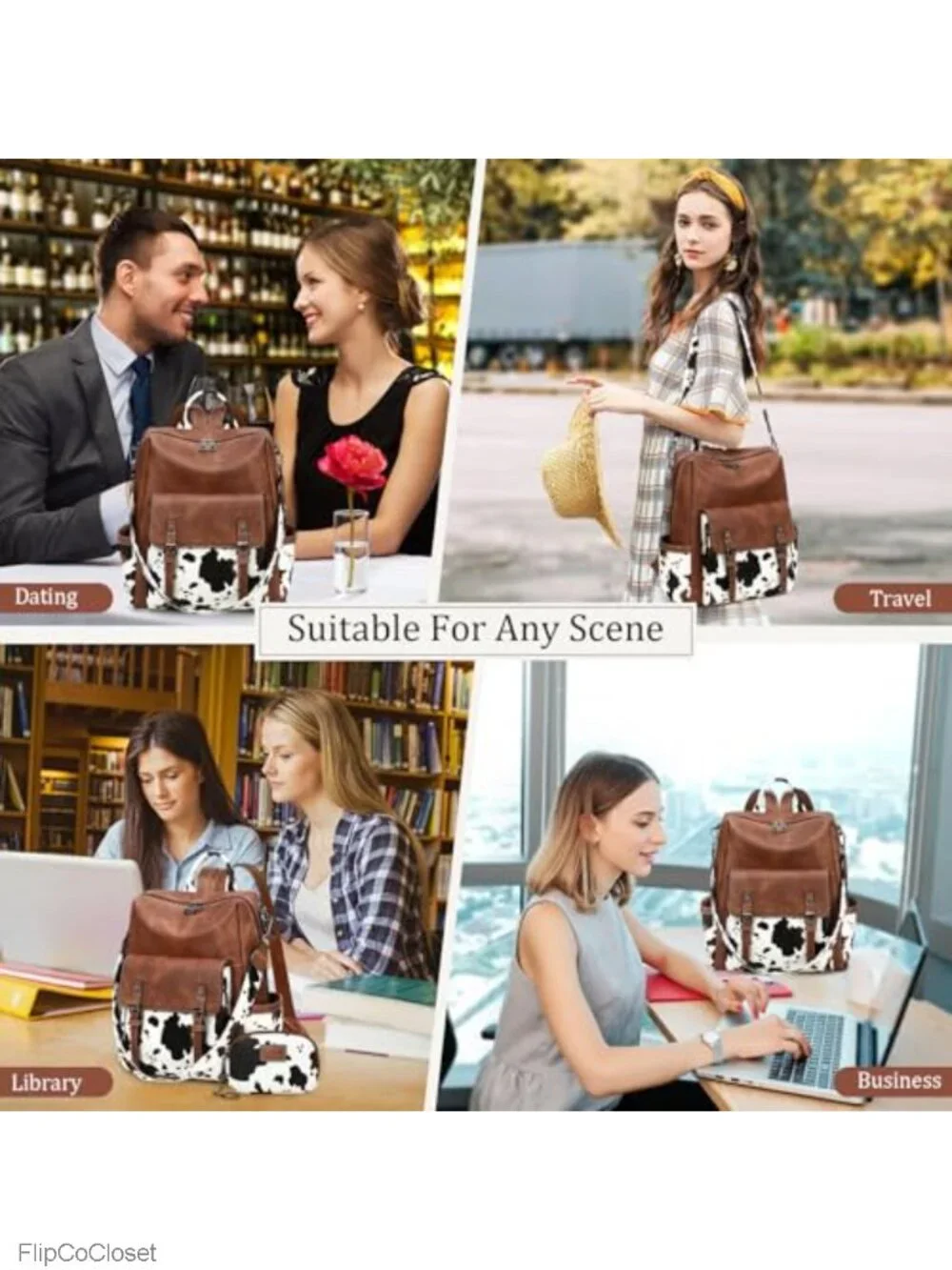 PU Leather Backpack Purse for Women Fashion Work Travel Handbags